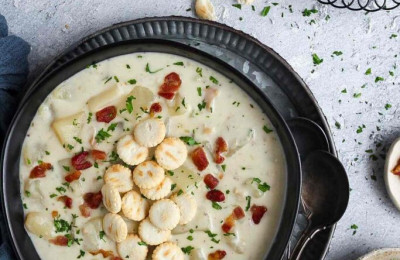 Clam Chowder Made in a Cast Iron Pot