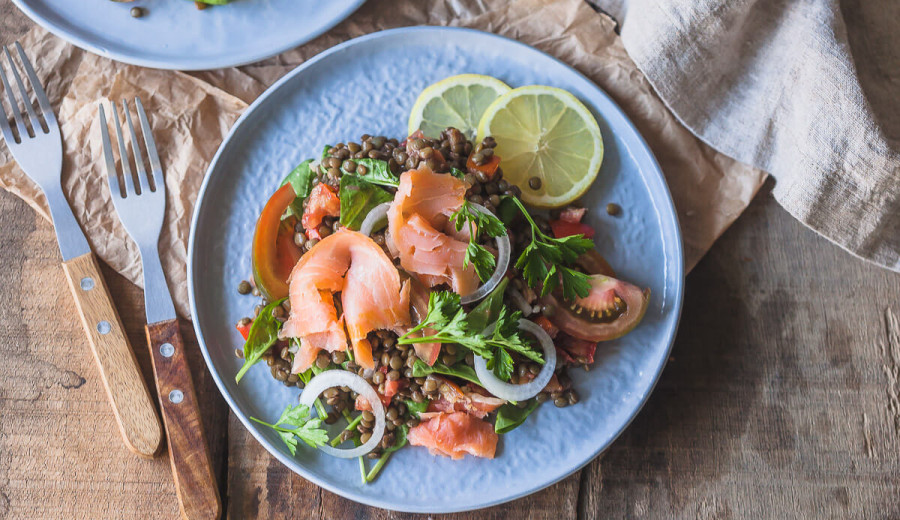 Lentil Salad with Salmon