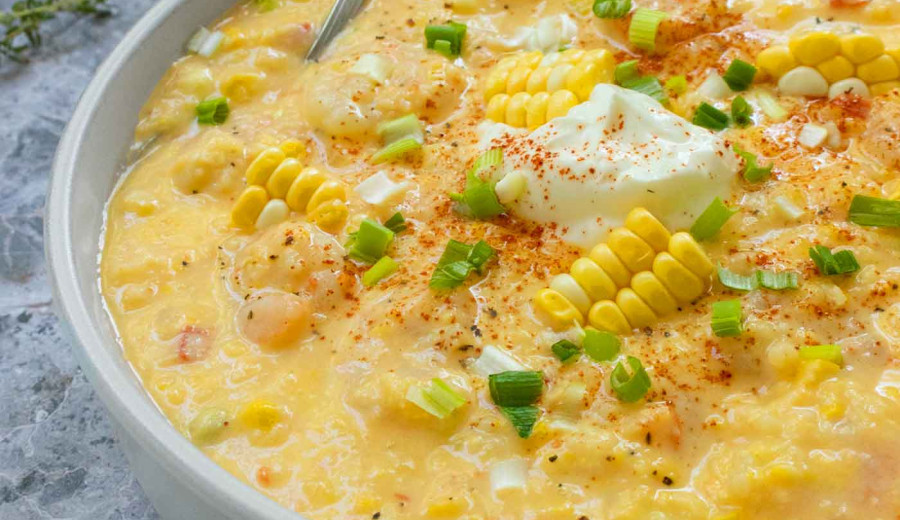 Shrimp and Corn Leek Potato Soup