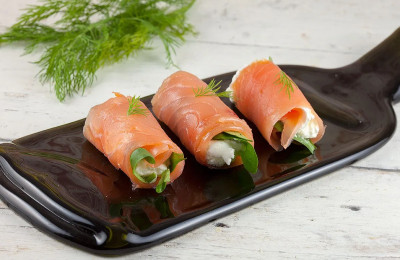 Rolls of Smoked Salmon