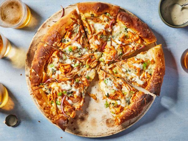 Buffalo Chicken Pizza with Bacon