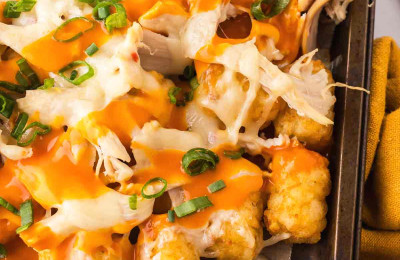 Air Fryer Totchos with Buffalo Chicken