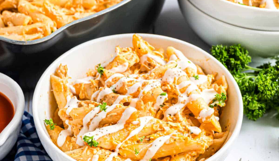 Buffalo Chicken Pasta Casserole