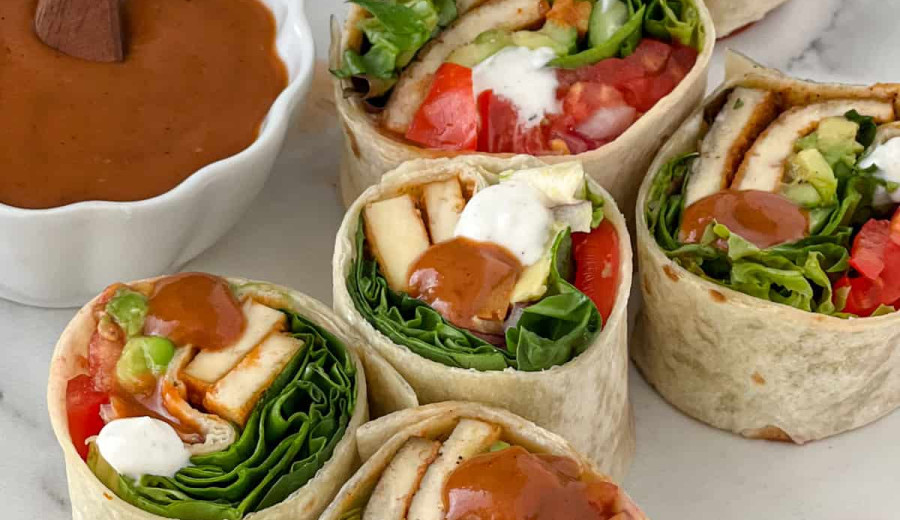 Zesty Baked Tofu and Spinach Wraps