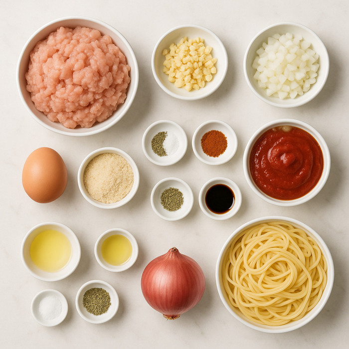 Noodles with Meat Patties ingredients