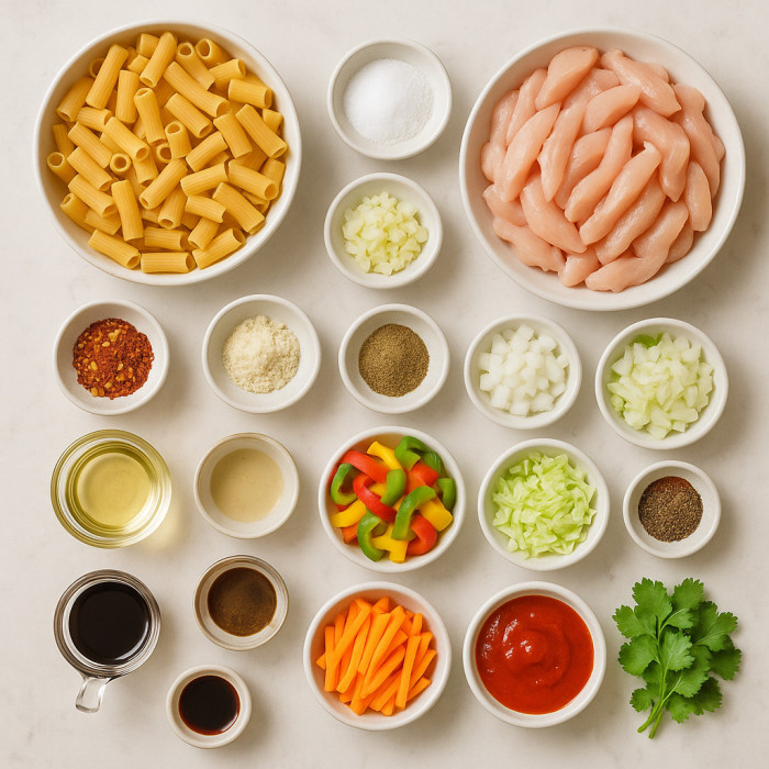 Chicken and Veggie Stir-Fry with Pasta ingredients
