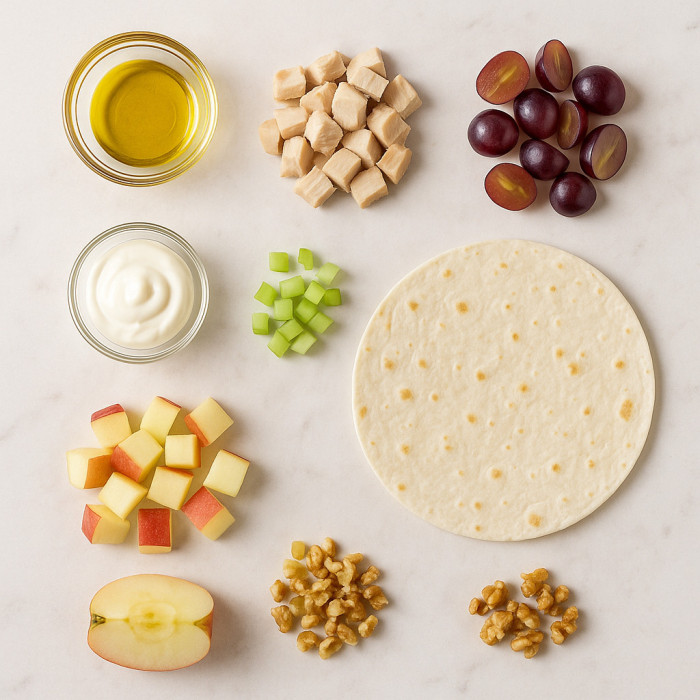 Waldorf Chicken Salad Wrap Bento ingredients