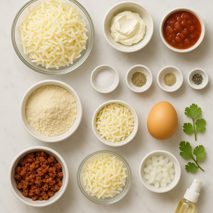 Keto Chorizo and Salsa Fathead Pizza ingredients