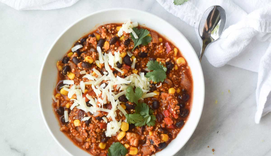 Chili with Quinoa, Beans, and Ground Turkey