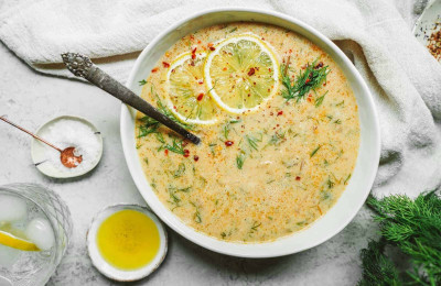 Easy Egg-Lemon Soup with Brown Rice for Vegetarians
