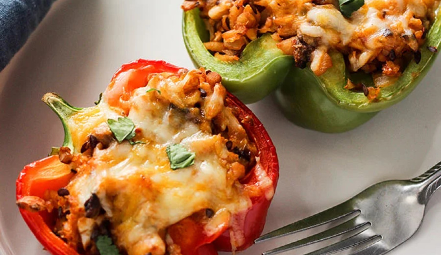 Stuffed Peppers with Tempeh and Beans