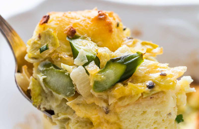 Casserole with Asparagus, Spinach, and Artichokes
