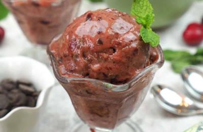 Vegan Nice Cream with Chocolate and Cherry Chips