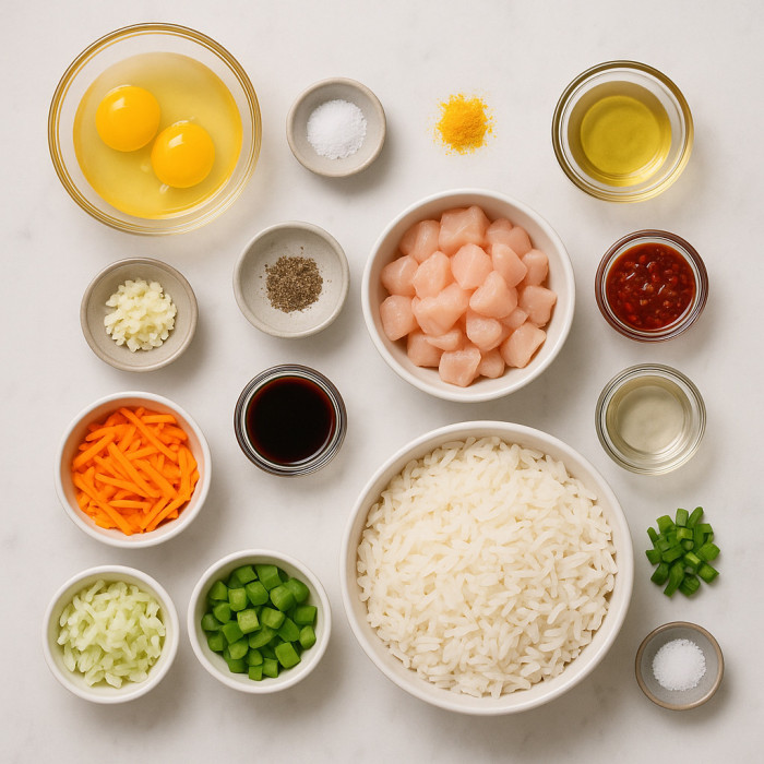 Chinese-style biryani ingredients