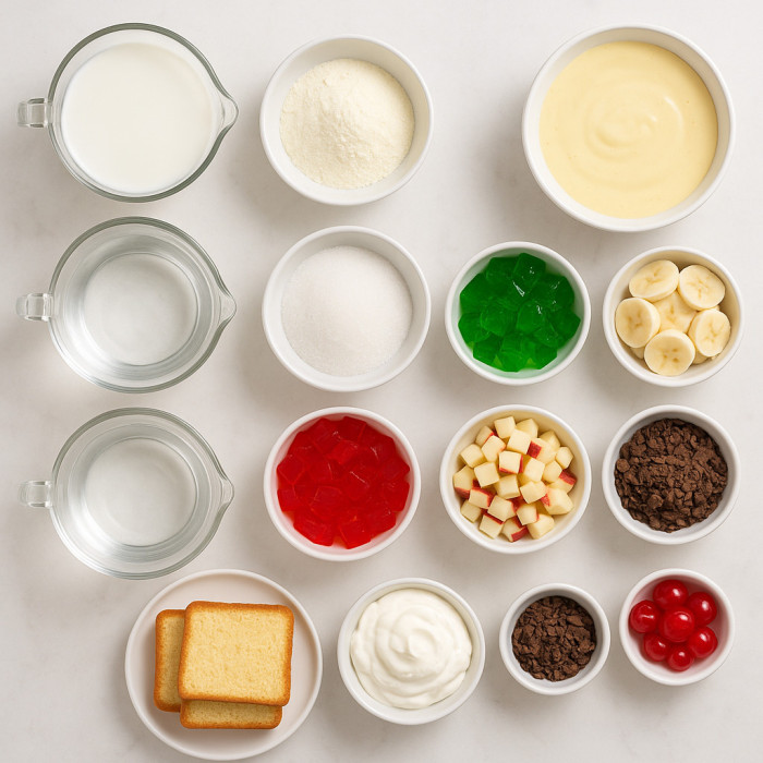 Delicious fruit custard treat ingredients
