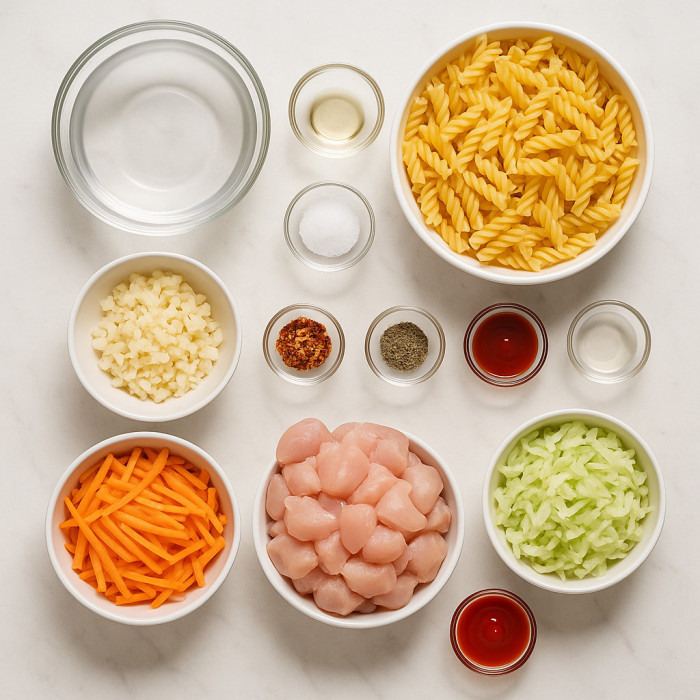 Delicious Chicken Noodle Dish ingredients