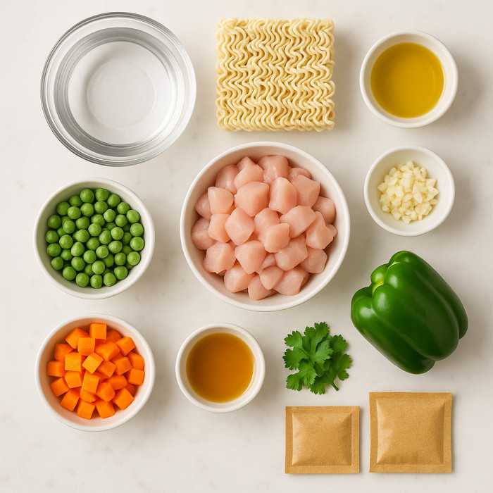Chicken and Vegetable Noodle Dish ingredients