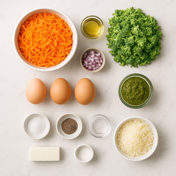 Broccoli Quiche with a Carrot Crust ingredients